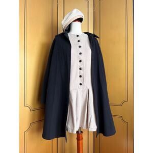 Vintage pleated dress in beige, size M